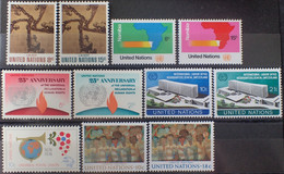 FD/3642 - 1972/1974 - NATIONS UNIES - NEW YORK - N°225-226-233-234-235-236-237-238-239-240-241 NEUFS** - Ungebraucht