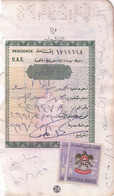 1997 UAE 30 DIRHAM 2 REVENUE STAMPS ON VISA PAGE RARE - Emiratos Árabes Unidos
