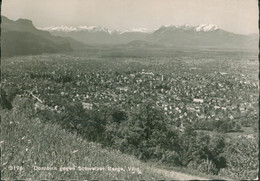 Echtfoto Übersichtskarte DORNBIRN, Voralberg, Mit Schweizer Alpen, Gelaufen 1956 - Dornbirn