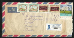 Kuwait  Registered Air Mail Postal Used Cover Kuwait To Pakistan  Palace Of Justice AL Sadu Stamps - Kuwait