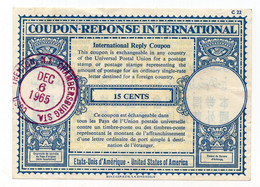 USA, 1965, COUPON-REPONSE, 15 CENTS, REPLY COUPON - Andere & Zonder Classificatie