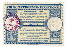 USA, 1965, COUPON-REPONSE, 15 CENTS, REPLY COUPON - Other & Unclassified