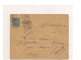 3 MAI 1888 TYPE SAGE 15 C. SUR ENVELOPPE DE ALGER POUR VIEUSSAN - Sage