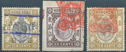 England-Gran Bretagna,British, HONG KONG  Edward VII, Revenue Stamps DUTY,10cx2 & 20CENTS,Used - Post-fiscaal Zegels