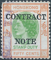 England-Gran Bretagna,British,HONG KONG Revenue Stamp DUTY Contract Note 50C,Used - Francobollo Fiscali Postali