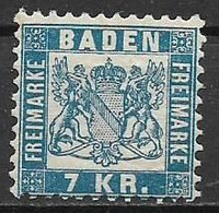 GERMANIA ANTICHI STATI BADEN 1868 STEMMA NUOVO TIPO DENTELLATO 10 UNIF. 25 MLH VF - Ungebraucht