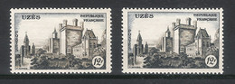 Y. & T.  N° 1099  /  Variété De Coloris  /  UZÈS  ( Couleur Marron Clair, Au Lieu De Bistre ) - Neufs