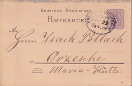 POLAND 1889 Postcard Breslau To Oswieciem Railway Post - Other & Unclassified