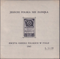 POLAND 1945 "Poczta Osiedli Polskich W Italii" L.1+99 Sheet Mint Never Hinged - Vignette Della Liberazione