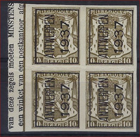 Voorafgestempeld Blok Van 4 TYPO Nr. 327A ONGETAND 2 X ** MNH / 2 X * MH , Zie Ook Scan 2 ! - Typo Precancels 1936-51 (Small Seal Of The State)