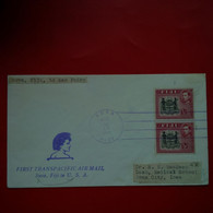 LETTRE FIRST TRANSPACIFIC AIR MAIL SUVA FIJI TO U.S.A CACHET SAN PEDRO CALIFORNIE - Lettres & Documents