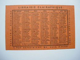 Petit Calendrier 1969 - Librairie CLAIRAFRIQUE Dakar Sénégal - Petit Format : 1961-70