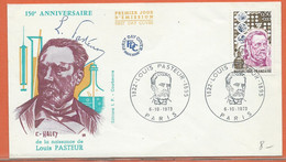 PASTEUR FRANCE FDC DE 1973 - Louis Pasteur