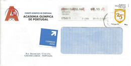 TIMBRES - STAMPS - LETTRE POSTE BLEU - PORTUGAL - TIMBRE PERSONALISÉ - ACADÉMIE OLYMPIQUE DU PORTUGAL - Covers & Documents