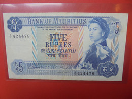 MAURITIUS 5 RUPEES 1967 SIGNATURE N°1 Circuler (B.20) - Mauricio