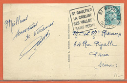 PECHE/CHASSE FRANCE OBLITERATION DE 1951 DE SAINT GAULTIER - Autres & Non Classés