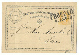 Troppau Opava Ganzsache 1875 "Alfred Rassl" Zweizeiler TROPPAU Nach Posen - Lettres & Documents