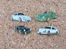 LOT DE 4 PINS AUTOMOBILE PORSCHE 911 TURBO GRISE BLEU / VERT NOIR ET BLANCHE - Porsche