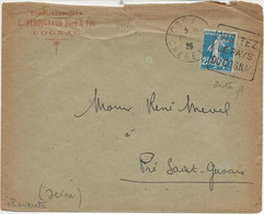 LETTRE OBLITERATION DAGUIN" VISITEZ LE PAYS DU COGNAC " CHARENTE - 1925 - Maschinenstempel (Sonstige)