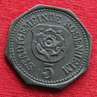 Germany Rosenheim  5  Pfennig  No Date Bavaria  Alemania Allemagne Alemanha Zinc Notgeld 373 - Sonstige & Ohne Zuordnung