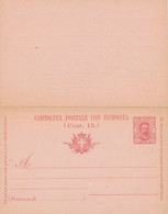 ITALIE ITALIA  ENTIER POSTAL CARTE AVEC REPONSE CARTOLINA POSTALE CON RIPOSTA Cent.15. - Other & Unclassified