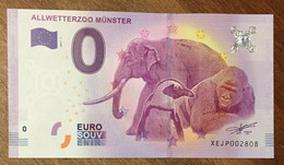 2017 BILLET 0 EURO SOUVENIR ALLEMAGNE DEUTSCHLAND ALLWETTERZOO MÜNSTER ELEPHANT ZERO 0 EURO SCHEIN BANKNOTE PAPER MONEY - [17] Falsos & Especimenes