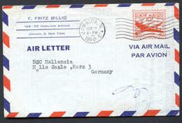 UC16 Preprinted Aerogramme Used Jamaica NY To East Germany 1950 - 1941-60