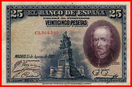 ESPAÑA – BILLETE DE 25 PTAS. AÑO 1928 – SERIE E3,564,589 CONSERVACION INMEJORABLE - 1-2-5-25 Peseten