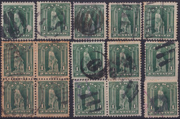 1905-153 CUBA REPUBLICA 1905 1c LOTE DE SELLOS MARCAS FANCY Y FECHADORES. - Used Stamps