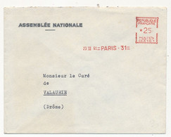 FRANCE - Enveloppe EMA En Tête Assemblée Nationale - PARIS 31 - 23/XII/1961 - Affrancature Meccaniche Rosse (EMA)