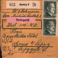 ! 1943 Danzig Nach Borna, Paketkarte, Deutsches Reich, 3. Reich - Cartas