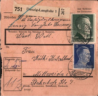 ! 1942 Danzig Langfuhr Nach Mittweida, Paketkarte, Deutsches Reich, 3. Reich - Cartas