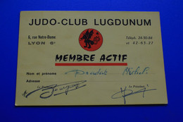 LYON 6é - Licence De JUDO CLUB LUGDUNUM--☛Autres Collections SPORTS DE COMBAT OLYMPIQUE -☛Carte Membre Actif - Artes Marciales