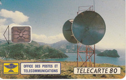 TARJETA DE NUEVA CALEDONIA DE UNA ANTENA PARABÓLICA DE TIRADA 40000 (SATELLITE-SATELITE) - Espacio