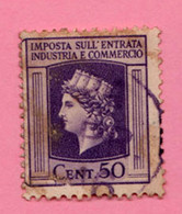 Italia Lungotenenza Fiscali Revenue Imposta Industria Commercio Cent 50 Usato - Revenue Stamps