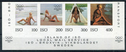 1972 Sweden ISÔ Local Mail Service, Glamour Nude Girls, Olympic München Imperf Set Of 4 + First Day(?) Postcard - Emissions Locales