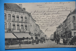 Malines 1905: Place De La Station Avec La Rue Conscience Très Animée - Machelen