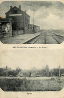 Beuvraignes * La Gare * Ligne Chemin De Fer De La Somme * CPA Ancienne 2 Vues - Beuvraignes