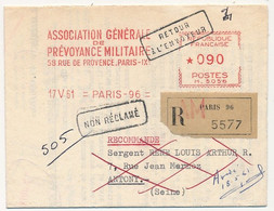 FRANCE - Feuille Pliée EMA - Association Générale De Prévoyance Militaire - 17/5/1961 PARIS 96 - EMA (Empreintes Machines à Affranchir)