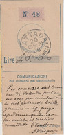 Pattada. 1908. Annullo Guller PATTADA (SASSARI), Su Ricevuta Vaglia - Tax On Money Orders