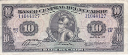 BILLETE DE ECUADOR DE 10 SUCRES DEL AÑO 1977 (BANKNOTE) - Equateur