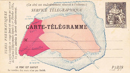 Carte Telegramme Chaplain 30c Noire Neuve Plan Paris - Pneumatische Post