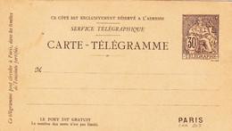 Carte Telegramme Chaplain 30c Noire Neuve 130*74 - Pneumatische Post