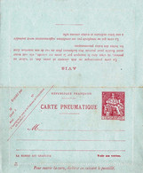 Carte Pneumatique Chaplain 30c Rose Neuve 6 Lignes D'avis Au Verso 615 - Pneumatische Post