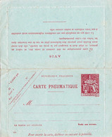 Carte Pneumatique Chaplain 30c Rose Neuve 6 Lignes D'avis Au Verso - Pneumatische Post