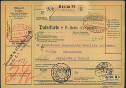 1929, JUDAICA, Paketkarte "Israelski & Robinson" Mit "BERLIN SW 77 Gebühr Bezahlt" Nach Island - Judaísmo