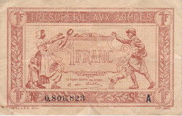 BILLETE DE FRANCIA DE 1 FRANC DEL AÑO 1917 SERIE A  (BANKNOTE)  TRESOSERIE ARMEES - 1917-1919 Trésorerie Aux Armées