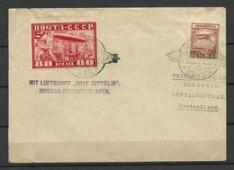 RUSSLAND RUSSIA 1930 Luftschiff Graf Zeppelin Moskau-Friedrichshafen Zeppelin-Brief Michel 391 & 296 - Cartas & Documentos