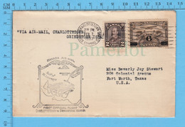 Canada First Flight Cover 1933 Charlottetown NFL To Grindstone Island, Over Print 6¢ Stamp C3 + Scott # 166 - Primi Voli