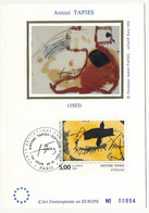 FRANCE - Carte Maximum Soie - 5,00 Antoni TAPPIES - Paris - 20/11/1992 - 1990-1999